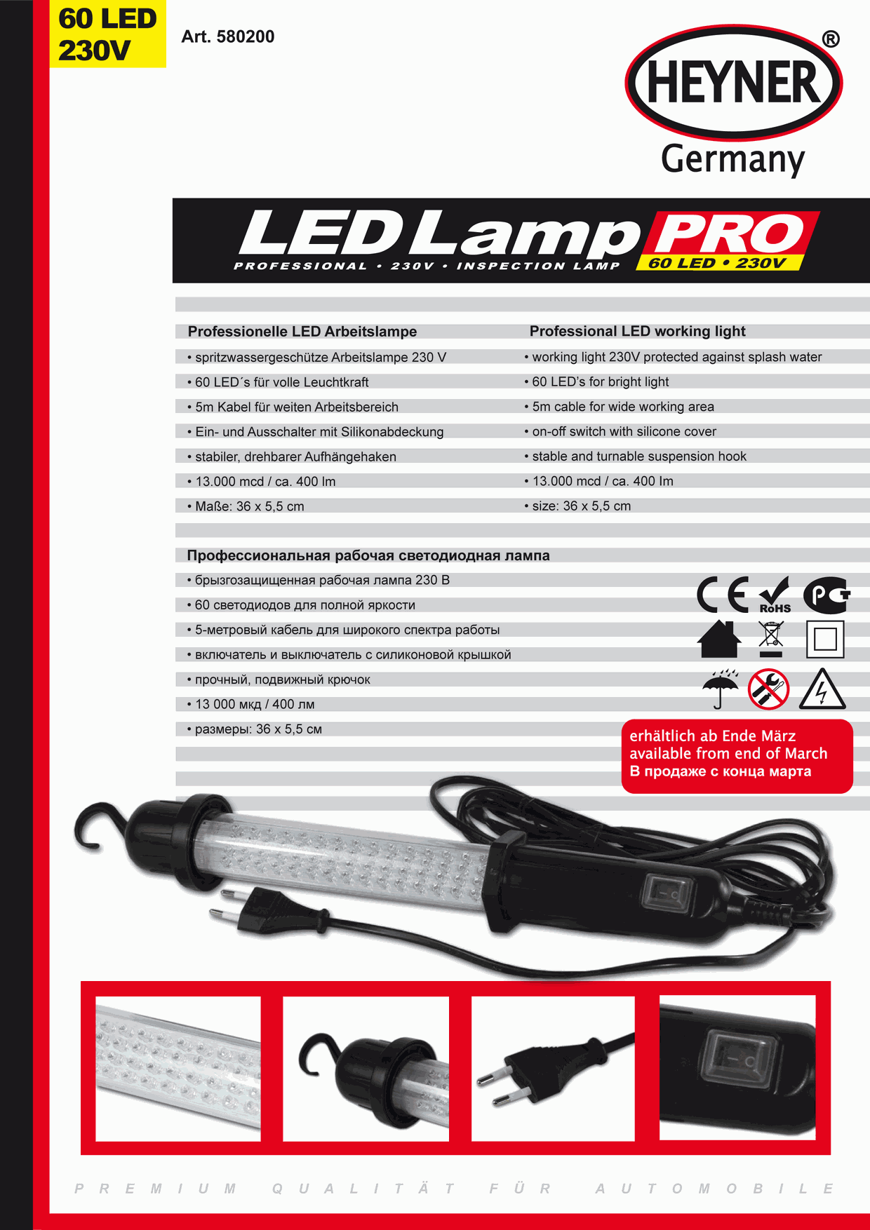 Prenosn lampa  230V LED diodov
