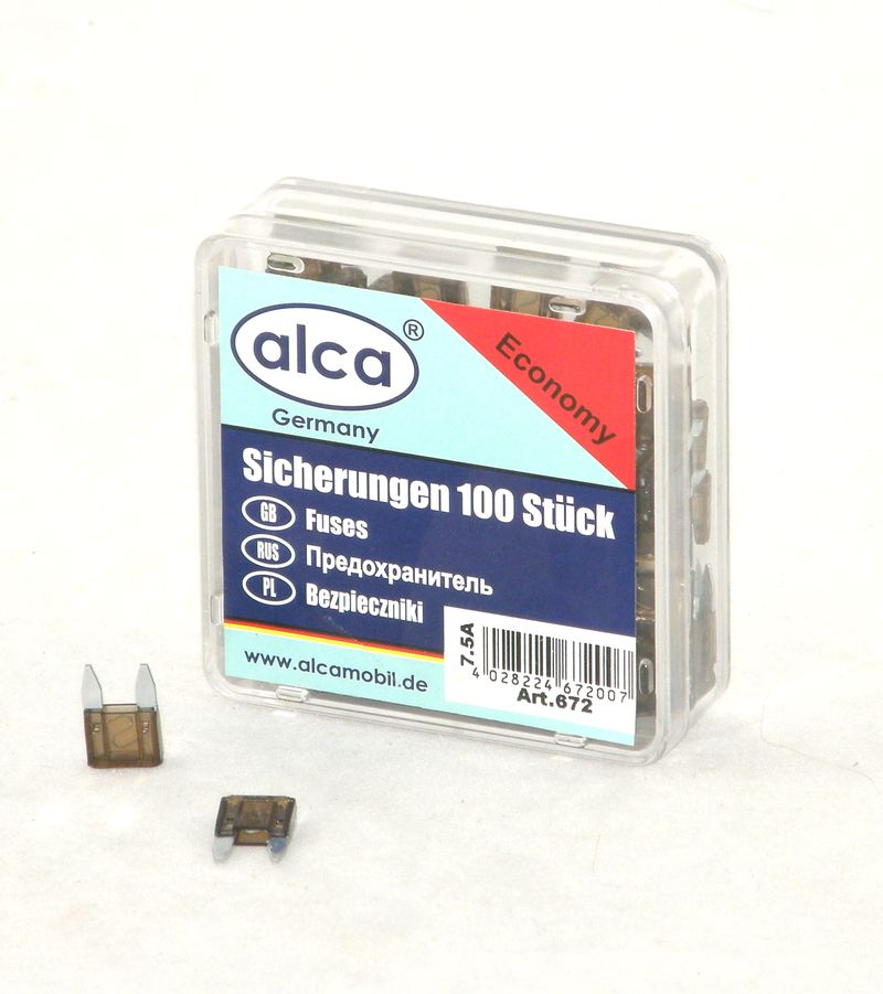 alca® KFZ Mini-Sicherungen 20A, 100 St. Economy Box